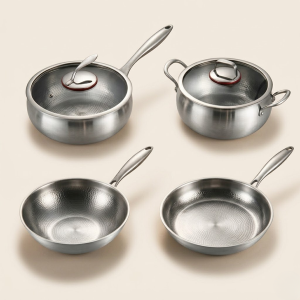 Hand-Hammered Titanium Kitchen Set
